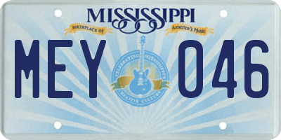 MS license plate MEY046