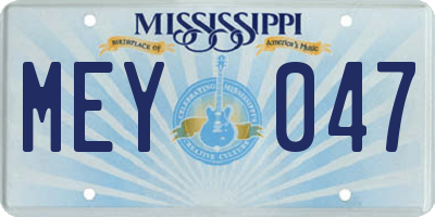 MS license plate MEY047