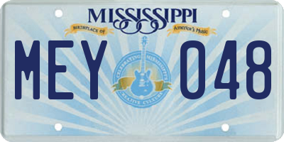 MS license plate MEY048