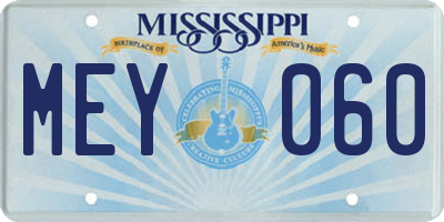 MS license plate MEY060