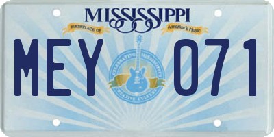 MS license plate MEY071