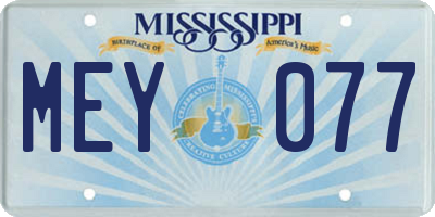 MS license plate MEY077