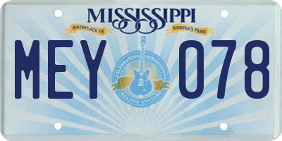 MS license plate MEY078