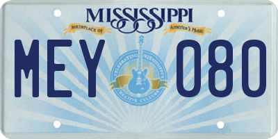 MS license plate MEY080
