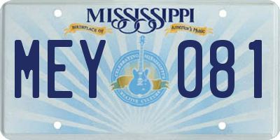 MS license plate MEY081
