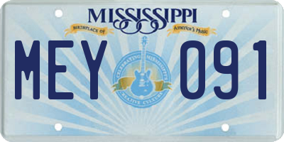 MS license plate MEY091