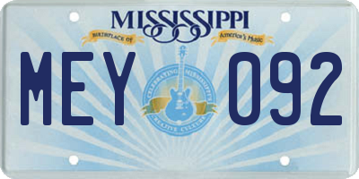 MS license plate MEY092