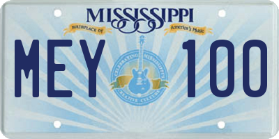 MS license plate MEY100