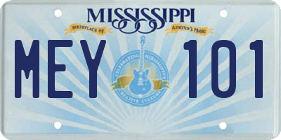 MS license plate MEY101