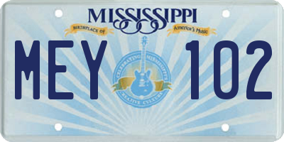 MS license plate MEY102