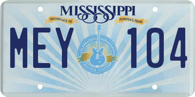 MS license plate MEY104