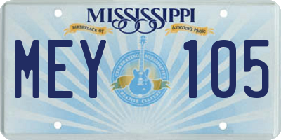 MS license plate MEY105