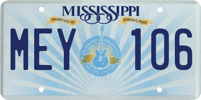 MS license plate MEY106