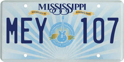 MS license plate MEY107