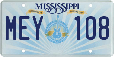 MS license plate MEY108