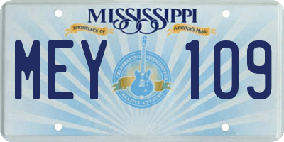 MS license plate MEY109