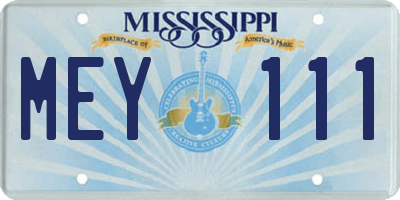 MS license plate MEY111