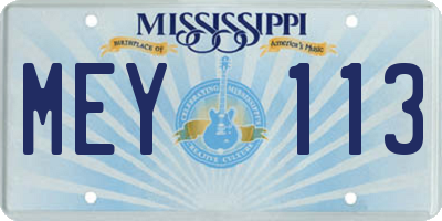 MS license plate MEY113