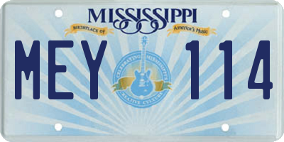 MS license plate MEY114