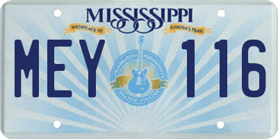 MS license plate MEY116