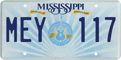 MS license plate MEY117