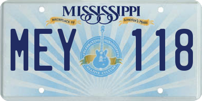 MS license plate MEY118
