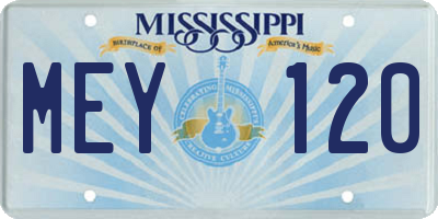 MS license plate MEY120