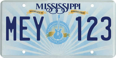 MS license plate MEY123