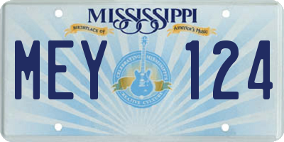MS license plate MEY124