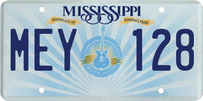 MS license plate MEY128