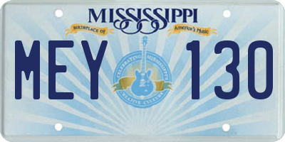 MS license plate MEY130