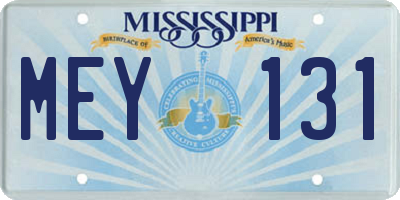MS license plate MEY131