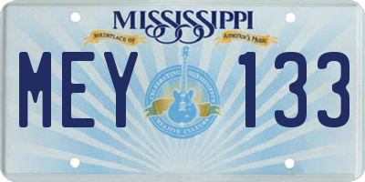 MS license plate MEY133