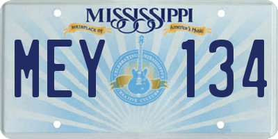 MS license plate MEY134