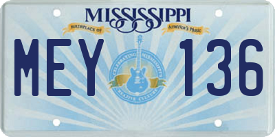 MS license plate MEY136