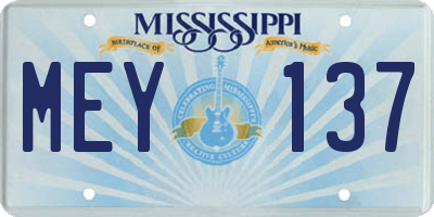MS license plate MEY137