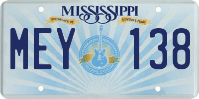 MS license plate MEY138