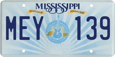 MS license plate MEY139
