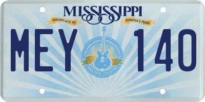 MS license plate MEY140