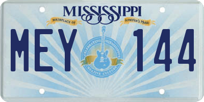 MS license plate MEY144