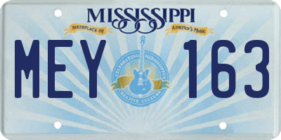 MS license plate MEY163