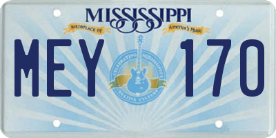 MS license plate MEY170