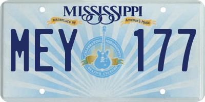 MS license plate MEY177