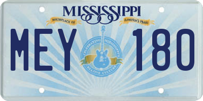 MS license plate MEY180