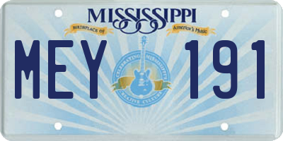 MS license plate MEY191
