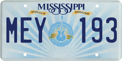MS license plate MEY193