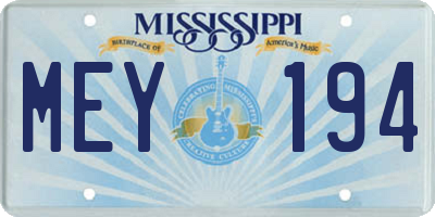 MS license plate MEY194