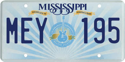 MS license plate MEY195