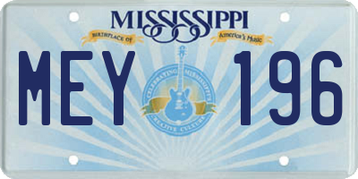 MS license plate MEY196