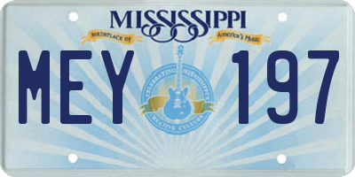 MS license plate MEY197